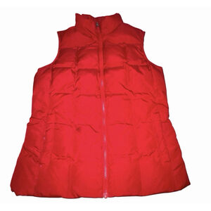 Lands End Womens Small 6/8 Red Quilted Down Puffer Vest Full Zip FLAW Read